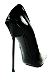 Ultra-high black patent leather court